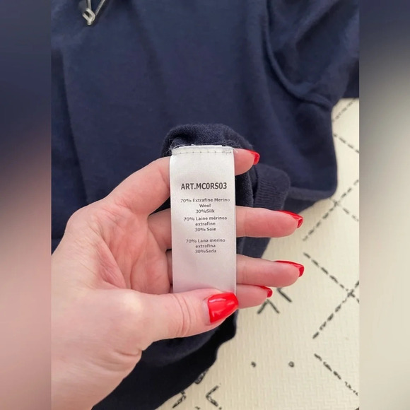 🌸Sale Peter Millar half zip merino wool and silk sweater L - Picture 3 of 5